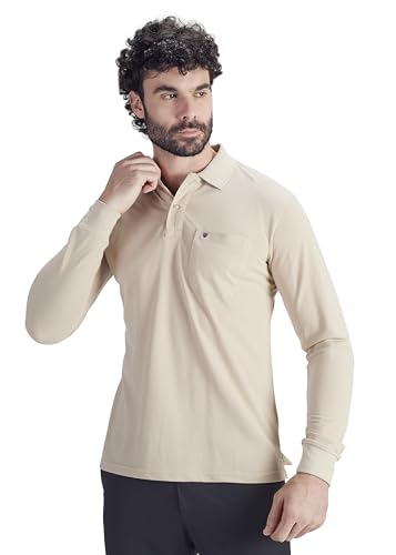 Image of Men's Cotton-Rich Full-Sleeve Polo T-Shirt with Pocket Premium Pique Fabric Casual & Stylish