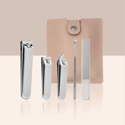 Conjunto de cortadores de unhas e unhas dos pés, kit de manicure e pedicure - 5 peças de kits de cuidados profissionais de aço inoxidável, ferramentas de cuidados com as unhas com estojo de viagem