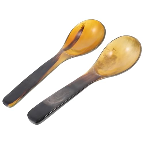 Alipis Natural Ox Horn Spoon Set Long Handle Kitchen Utensils for Serving Rice Porridge Jam Dessert Home Use