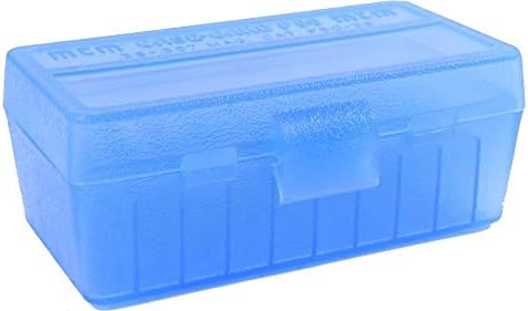 MTM Plastic Ammo Box, Clear Blue 50 Round 38/357