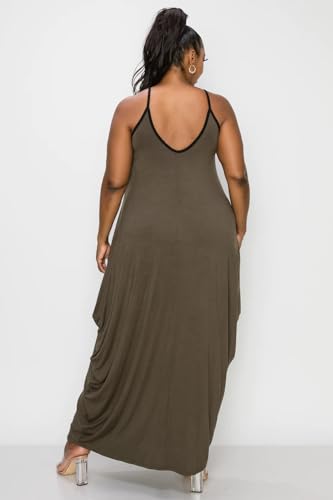 Image of BFFBABY Women's Casual Maxi Dress Sleeveless Tie Dye Spaghetti Strap Summer Plus Size Swing Sundress with Pockets