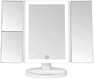 Absolutely Luvly Trifold Vanity Mirror with Lights | LED Makeup Mirror with Lights and Touch Screen Dimming - 1x 2x 3x Magnification - Portable Lighted Makeup Mirror | Great Vanity Mirror with Lights