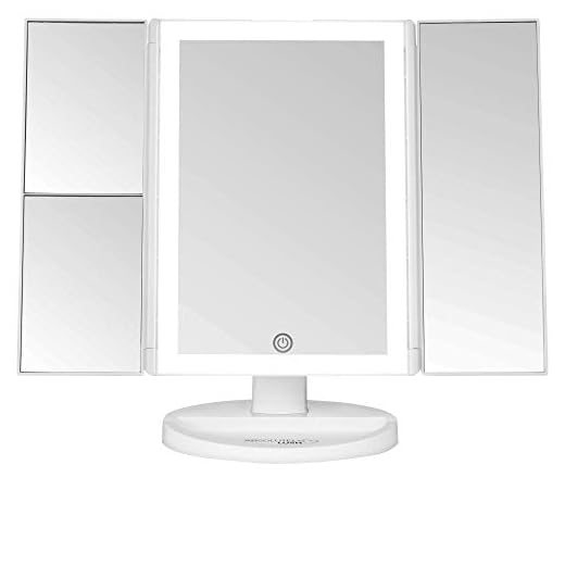 Absolutely Luvly Trifold Vanity Mirror with Lights | LED Makeup Mirror with Lights and Touch Screen Dimming - 1x 2x 3x Magnification - Portable Lighted Makeup Mirror | Great Vanity Mirror with Lights