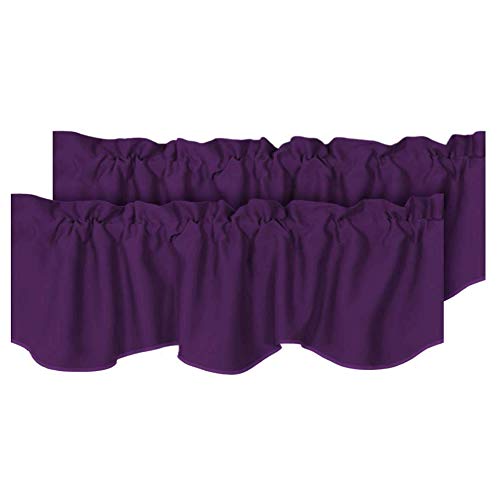 H.versailtex 2 Panels Blackout Curtain Valances For Kitchen Windows/Living Room/Bathroom Privacy Protection Rod Pocket Decoration Scalloped Winow Valance Curtains, 52" W X 18" L, Plum Purple #TOP4