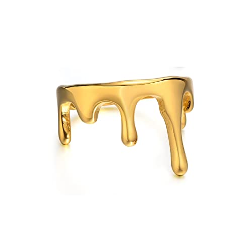 Meilord Fashion Water Drop Ring Stainless Steel Lava Drip Thumb Band Rings Personalized Rock Punk Hip Hop Statement Rings for Women,Size6-8 by Meilord - Used condition - US$11.08