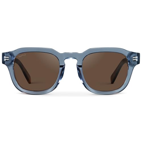 WMP Eyewear – Men’s Square Polarized Sunglasses: Thick Acetate Frame, Bold Geometric Shape, 5-Barrel Hinges, Retro 60s Design2