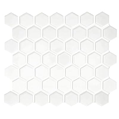 1.5" White Matte Hexagon Wall Floor Tile (1 Sheet)
