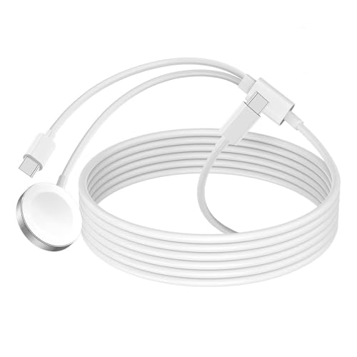 for Apple Watch Charger, iPhone and Watch Charger 2 in 1 USB C Cord iWatch Magnetic Fast Charging Compatible for Apple iWatch Series Ultra/10/9/8/7/6/SE2/5&iPhone 16 15 Charging Cable