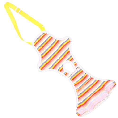 IMIKEYA Pañal Higiénico para Perros Hembra Tirantes Ajustables, Braguita Sanitaria Reutilizable y Transpirable Talla M, Diseño Naranja a Rayas, Adecuado para Cachorros y Protección Celo