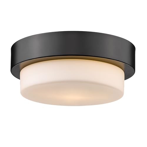 Image of Golden Lighting Multi-Family Flush Mount Matte Black with Opal Glass