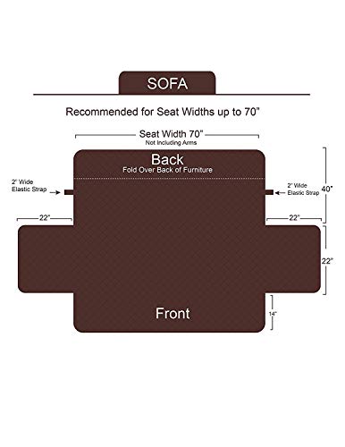 E-Living Store Z01670 Reversible Furniture Protector with 2 Inch Elastic Strap, Machine Washable, Perfect for Pet and Kids, Seat Width Up to 70", Sofa, Chocolate - Thumbnail 2