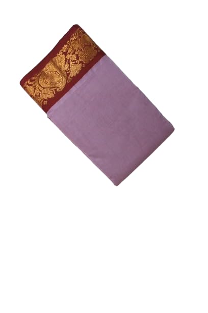 Image of Indian Traditional pure cotton Gadwall Saree for Women, Light pink Colour and green Border