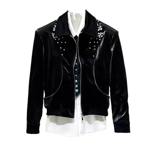 Manteau en cuir homme de qualité supérieure avec col revers et strass