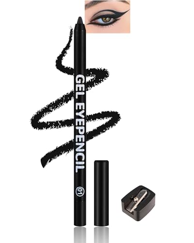 Waterline Gel Eyeliner Pencil, Black Matte Waterproof Long Lasting Cream Eye Liner Pencil with...