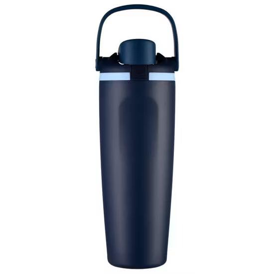 Image of LHOTSE Gym Water Bottle 30oz - Leak Proof Lock Lid, Matte Metallic Finish, Carry Handle, Durable Stainless Steel, Perfect for Workout & Sports (Midnight Blue, 900 ML)