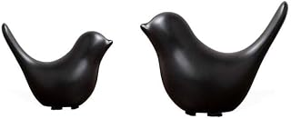 2 piezas de estatua de pájaro, moderno animal esculturas de cerámica para el hogar, decoración para adornos, sala de estar, dormitorio, oficina, escritorio, armarios (negro)