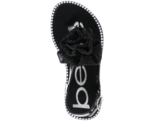 Image of bebe Girl's Flat Sandals - PCU Sandals with Flower, Bow, and Rhinestone Details for Toddler /Little Kid /Big Kid