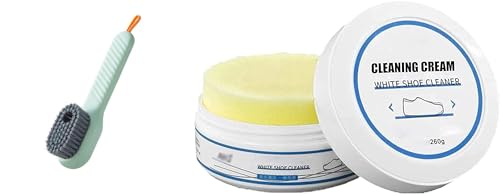 SHOPARAM (pack of 2 White Shoe Cleaning Cream, Shoe Cleaning Kit Shoe Cream with Sponge Shoes Whitening Cleansing Sneaker Cleaner Stain Remover Cream for Shoe_N1