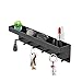 Schlüsselbrett mit Ablage, Modern Schlüsselboard Schwarz Selbstklebend Schlüsselhalter ohne Bohren, Schlusselhanger Schlüssel Aufbewahrung Schlüsselleiste Wandorganizer Hakenleiste mit 6 Haken