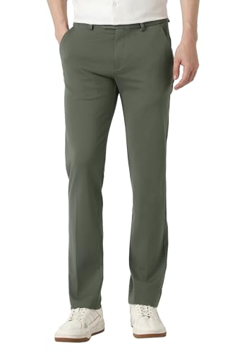 Image of Peter England Men's Slim Fit Mid Rise Formal Stretchable Knit Super Trouser | Comfort Lycra | 360-Degree Stretch