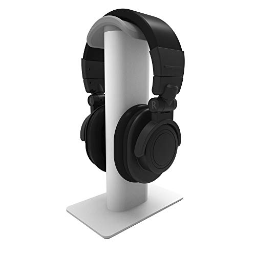 Image of Kanto H2W Premium Universal Headphone Stand with Curved Silicone Padding for On and Over Ear Headphones | White