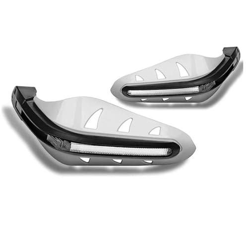 HCBVJRL(小さな店) 7/8'' 22mm ユニバーサル LEDライト付き ABSハンドガード ハンドルバーエンド バイク用ハンドガード スクーター モトクロスバイク ハンドプロテクター(白)
