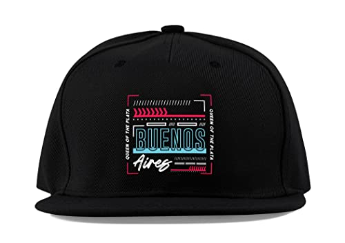 Casquette Buenos Aires réglable en coton noir pour protéger du soleil avec visière plate