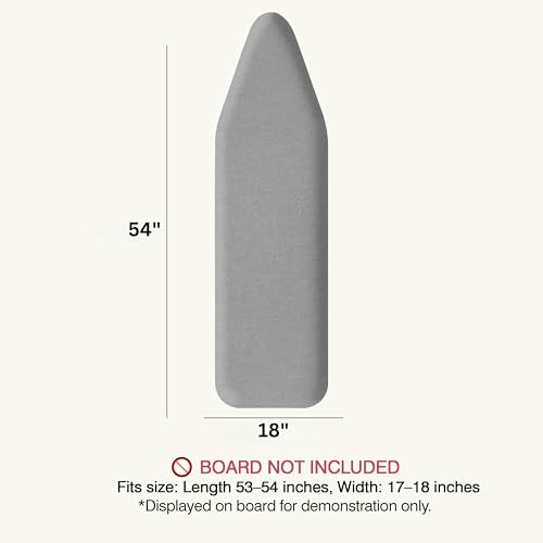 Image of Ironing Board Cover and Pad 18 inchx54 inch Extra Thick Natural Cotton, Scorch and Stain Resistant Iron Board Cover, Extra Large Iron Board Cover with Fasteners Heavy Duty Heatproof Elastic Edge Gray