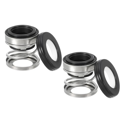 PATIKIL Mechanischer Wellendichtring Ersatz, 2er Pack 108-14 Keramik-Kohlenstoff-Ring Dichtungswellenspring-Set für Wasserpumpe Ölzylinder, Schwarz Silber, 0,55' (14mm)