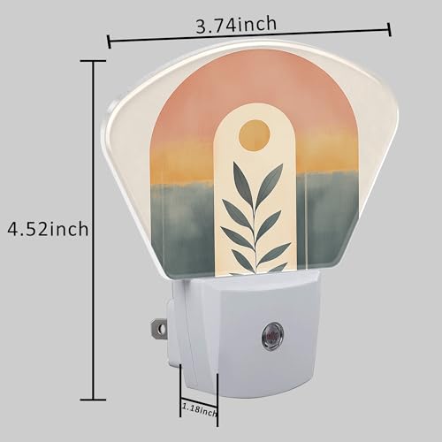 Image of Abstract Art Boho Sun Night Light Plug into Wall, Bohemian Line Leaves Night Light with Dusk to Dawn Sensor for Kid Girls Boys Women Men Room, Hallway, Kitchen, Bathroom, Stairs Decor