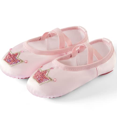 Triple Deer Ballet Shoes For Girls, Satin Dance Practice Slippers Split Soft Leather Flat Sole Yoga Gymnastics Shoes (Toddler/Little/Big Kid) #TOP1