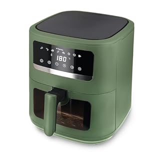 Tognana Iridea,Friggitrice ad aria 8L, doppia resistenza, display digitale, timer, 80-200°C, finestra, 2000W, Verde Salvia