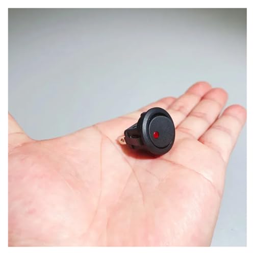 POWTAXBJGD 1/4pcs Car 12V 3 Pin Round Rocker Dot Boat LED Light Toggle Switch SPST ON/Off,5A 250V/10A 125V AC(Red My,4PCS_12V)