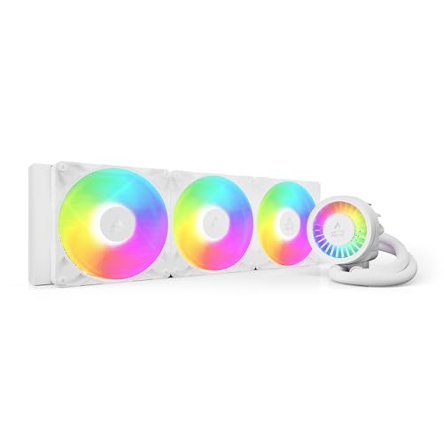 ARCTIC Liquid Freezer III Pro 420 A-RGB - Wasserkühlung PC, AIO CPU Wasserkühler, 3x140 mm, 38 mm Radiator, PWM-Pumpe, VRM-Lüfter, AMD AM5/AM4, Intel LGA1851/1700 Contact Frame - Weiß