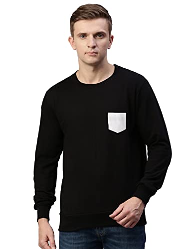 Solid Crew Neck Cotton Sweatshirt 