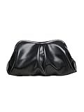 Verdusa Women's PU Leather Clutch Handbags Ruched Bag Purse Black one-size