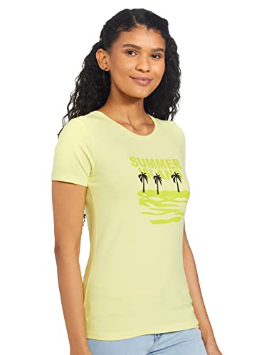 Image of Spykar Womens Regular Fit Cotton Lycra Solid T-Shirt (A21SPKT01BJ007L-P)