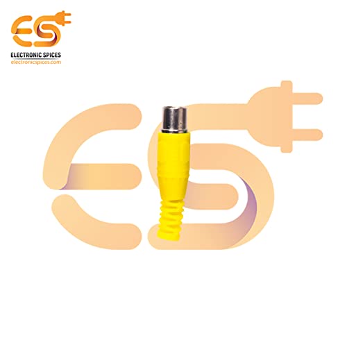 Image of Electronic Spices Yellow color RCA Male plugs solder audio connectors Electronic Cables pack of 5pcs