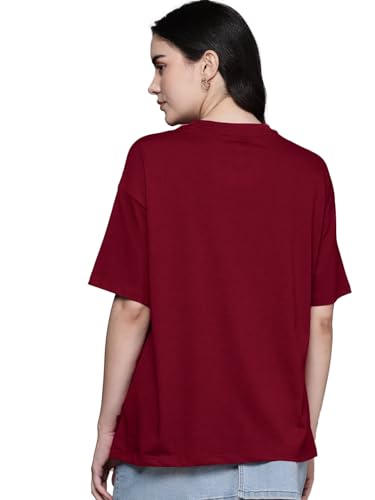 Image of LEOTUDE Women's cotton Oversized Fit Oversized Half Sleeve Tshirt, Round Neck Longline Drop Shoulder Solid T-Shirt
