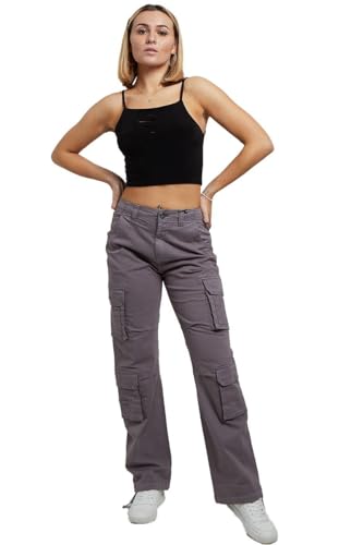 Pantalon cargo de combat pour femme taille basse et jambe large