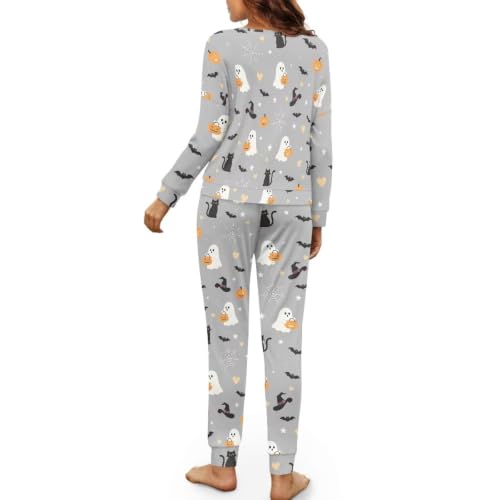 Image of Women's Pajamas Set Soft 2 Piece Loungewear Long Sleeve Pj Set | Matching Sleepwear, Crew Neck Top, Drawstring Jogger Pants with Pockets, Fall Pajama for Home, Sleep, Casual Wear, Plus Size