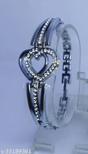 Image of romantic Gift of True Love Titanic Heart Austrian Crystal Bracelet for Women and Girls (SILVER)