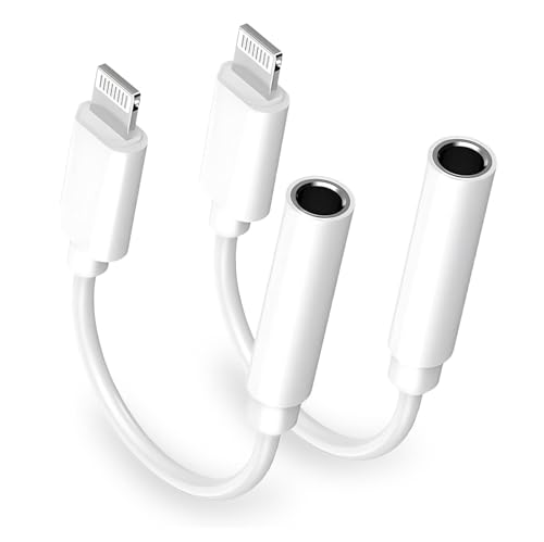 [Apple MFi Certified] Apple iPhone 14 Pro Max Headphone Adapter, 2 Pack Lightning to 3.5 mm Headphone Jack Aux Audio Cable Dongle Adapter Compatible with iPhone 14 13 12 11 Pro Max XS XR X 8 iPad