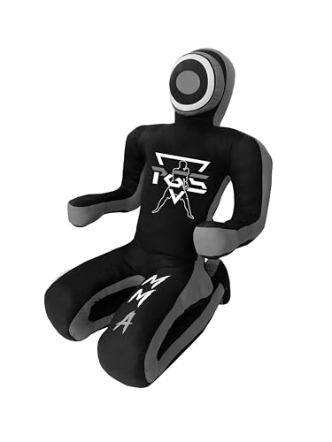 PGS Grappling Dummy for Wrestling Brazilian Jiu Jitus MMA Punching Bag Judo Karate Practice Martial Arts Training Boxing Self Defense Dummy – UNFILLED (Black Grey, 6FT (70 Inches))