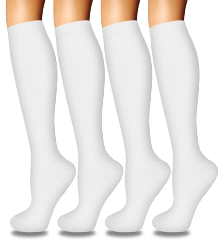 Image of Iseasoo 4 Pairs Compression Socks for Women Circulation-Best Support for Nurses,Running,Athletic,Travel