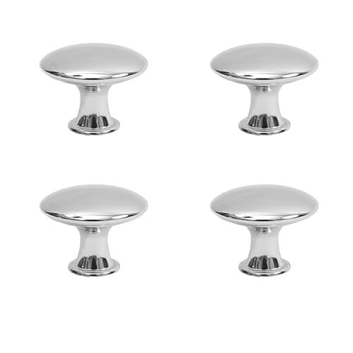 HolooVeranillo 4 PCS Silver Cupboard Knobs with Screws, Cupboard Door Knob, Stainless Steel Cabinet Knobs, 30mm Round Cupboards Handles for Kitchen Wardrobes Bathroom Home Decoration (Chrom)