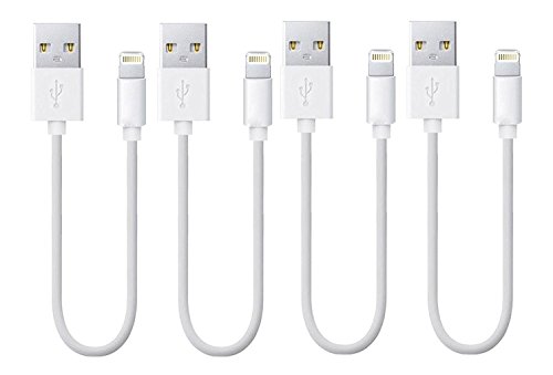 Fleck Lightning to USB Cable for Apple Devices Short, Black, 4 Count