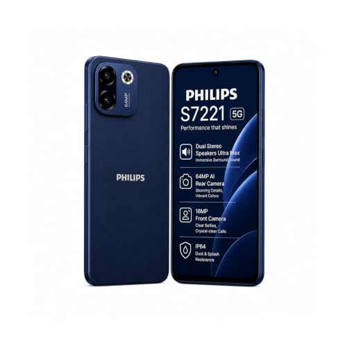 Image of Philips S7221 5G Smartphone (Blue) | 6.67 inch HD+ Display | 64MP Camera | 5700mAh Battery |6GB RAM + 128GB Storage | Dual SIM
