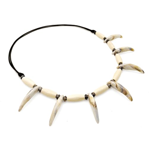Syziaff Adjustable Beads Tooth Handmade Necklace for Men Women