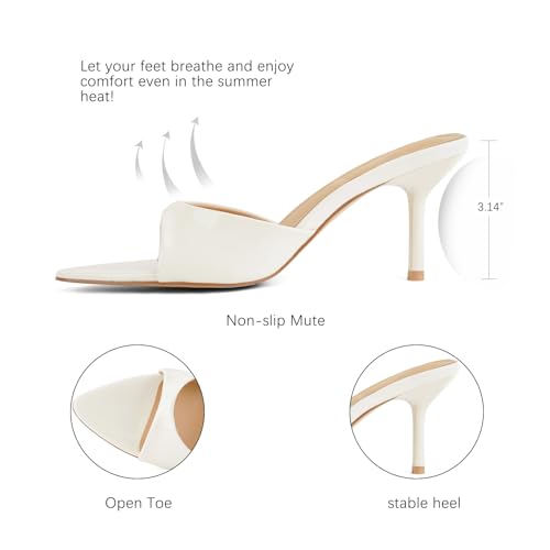 Image of QIV Leopard Kitten Heels Pointed Toe Mule Heels for Women Open Toe Kitten Heel for Party Dressy Wedding